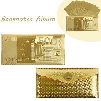 

Dropshipping 2018 WR Gold Euro UAE 500 Banknote Album for Banknotes Envelope USA 100 World Banknotes Frame Holder Collection