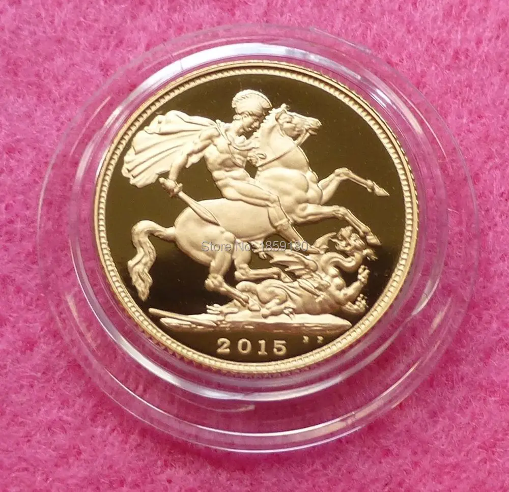 

2015 Elizabeth II Gold Double Sovereign Coin 5pcs/lot Free shipping