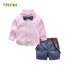 Одежда для новорожденных мальчиков комплект 2 шт. Blouset+ Короткие штаны Одежда для новорожденных комплект одежды для детей ясельного возраста джентльмен Детская одежда Menino