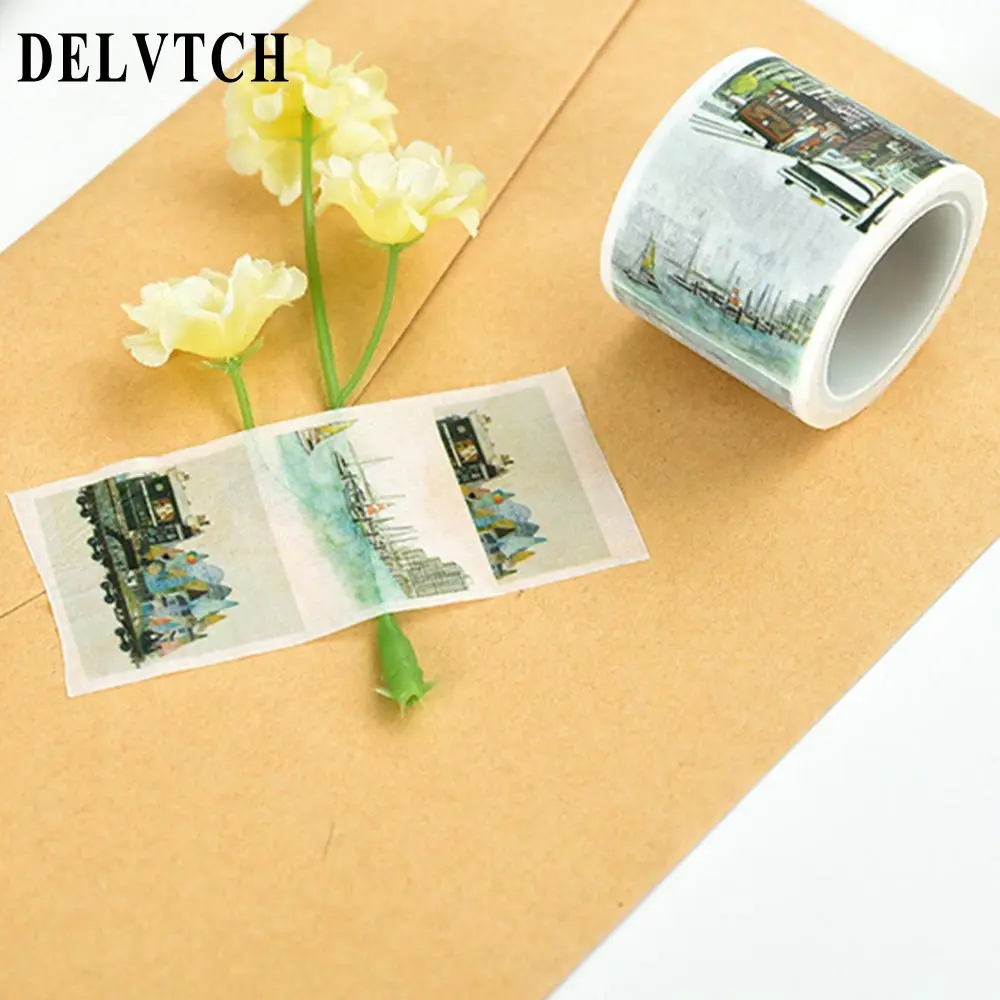 DELVTCH 3 см * 5 м Портативный DIY васи ленты Канцелярские Скрапбукинг фотоальбом Школьные Инструменты каваи записки Бумага клей наклейки