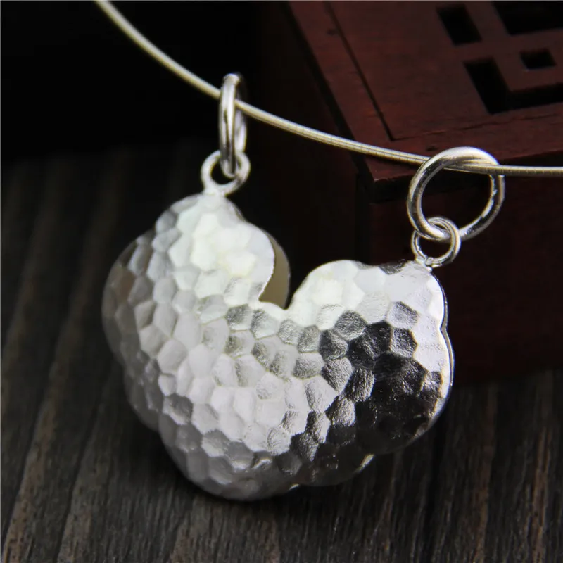 

C&R Real 925 Sterling Silver Pendant Lock Uneven Surface Handmade Thai Silver Ethnic Necklaces Pendants Fine Jewelry