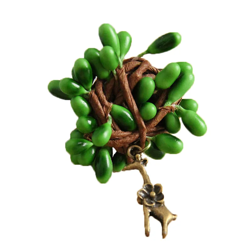 

NWT Women Handmade Sweet Love Gift Bridal Retro Green Berry Vine Giraffe Drop Alloy Brooch Pin vintage Breastpin Fashion Jewelry