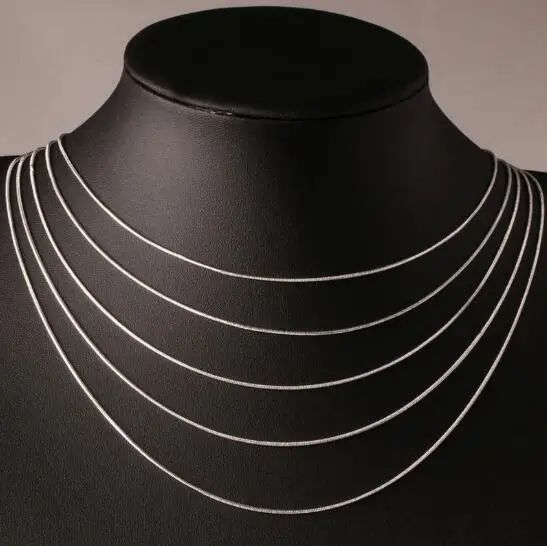 

35cm-80cm 925 stamped silver plated Slim Round Snake Chain Choker Necklaces Women Girls Jewelry Italy Collier Collares Gift