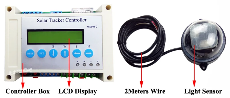 DIY комплект солнечного трекера: 2*1" линейные приводы двигатель постоянного тока и двойной оси ЖК-контроллер и датчик скорости ветра для солнечной панели отслеживания солнца