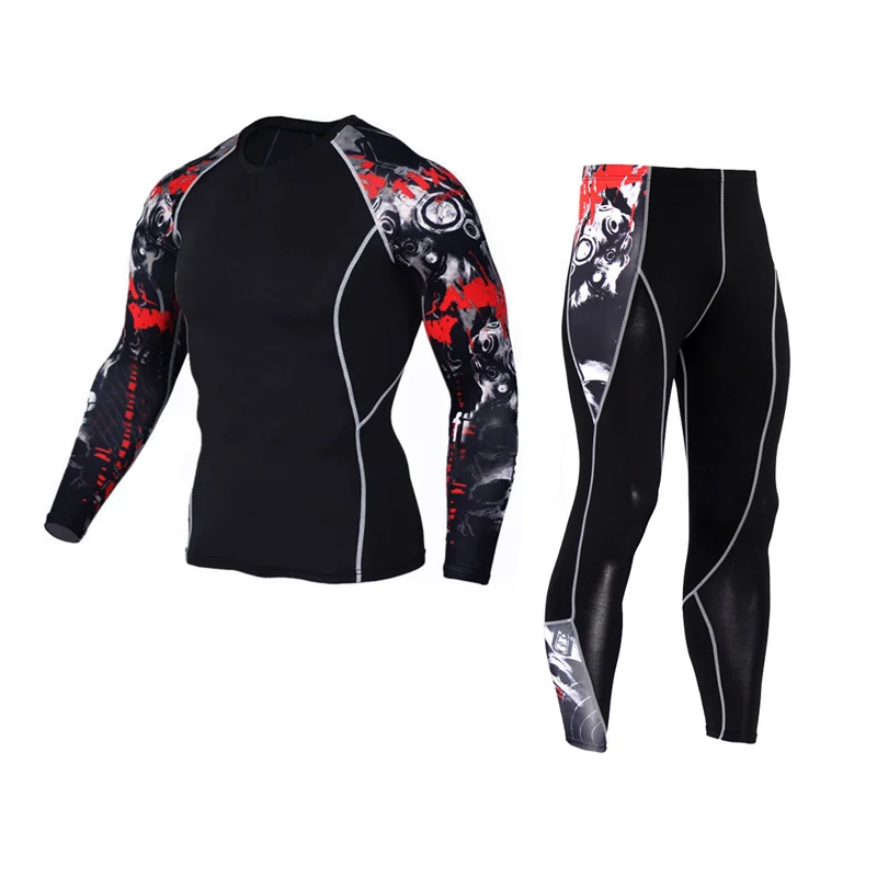 rash guard Leggings men s sports suit Compression font b fitness b font sportswear crossfit long