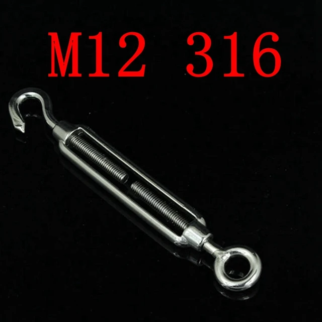 M12 SS 316 OC open body turnbuckle, STAINLESS STEEL 316 EYE / HOOK