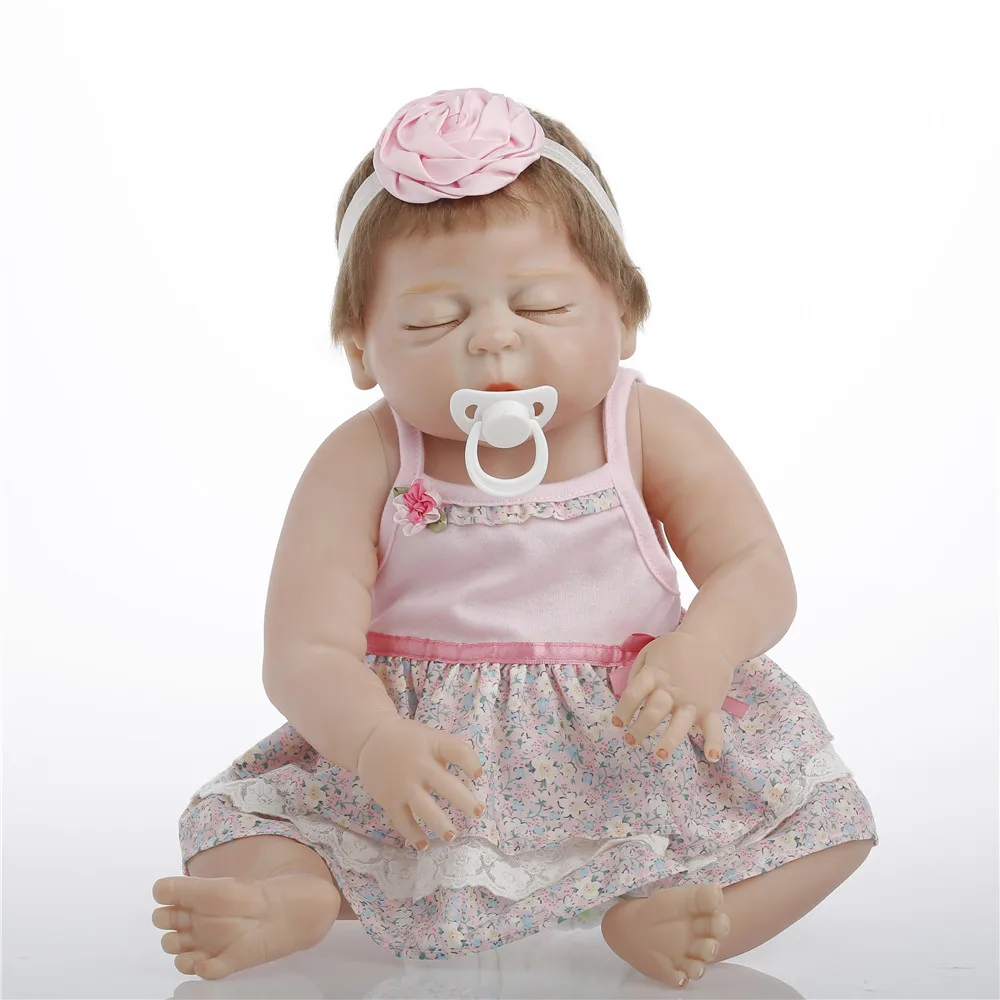 

22 inch 55cm baby reborn Silicone dolls, lifelike doll reborn babies toys Beautiful princess dresses sleeping dolls