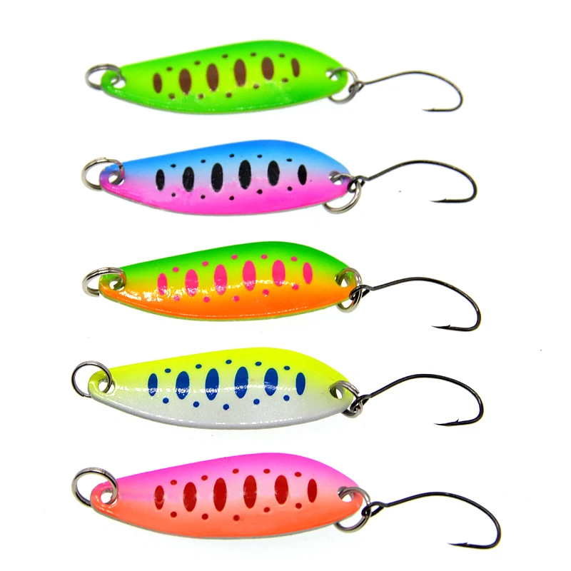 

5pcs/lot 5g 4cm Fishing Tackle Bait Fishing Metal Spoon Lure Bait For Trout Bass Spoons Small Hard Sequins Spinner Spoon