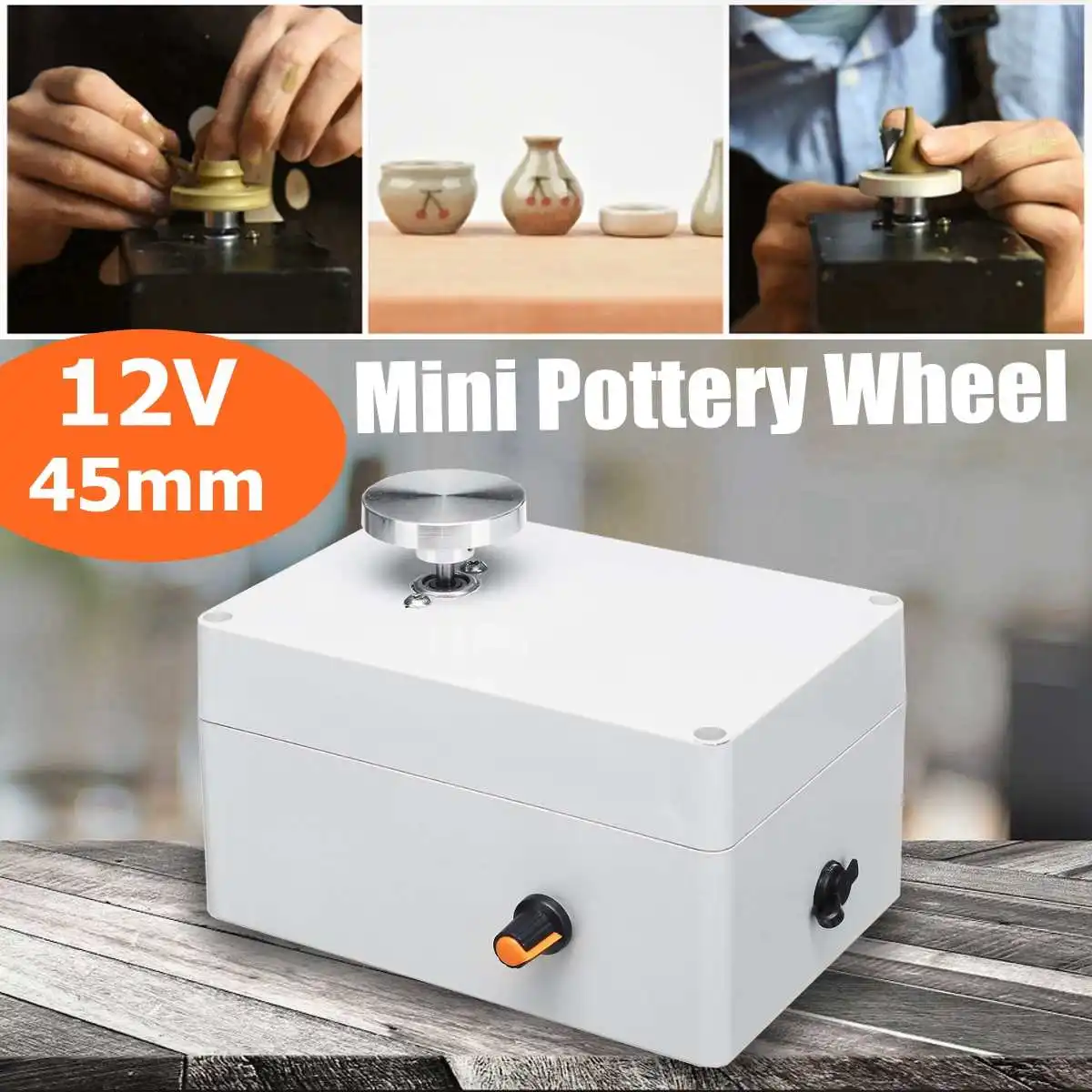 

12V Aluminum alloy Fingertip Mini Pottery Wheel 4.5cm Turntable Knob Stepless Speed Change