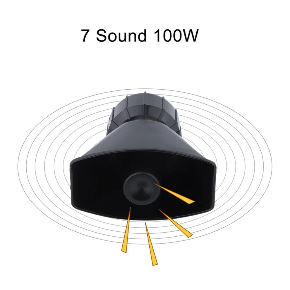 

7 Sound 100W loudly Electronic Car Loud Warning Alarm Motorcycle Horn With Microphone Loudspeaker Police Fire Alarm PA Speaker