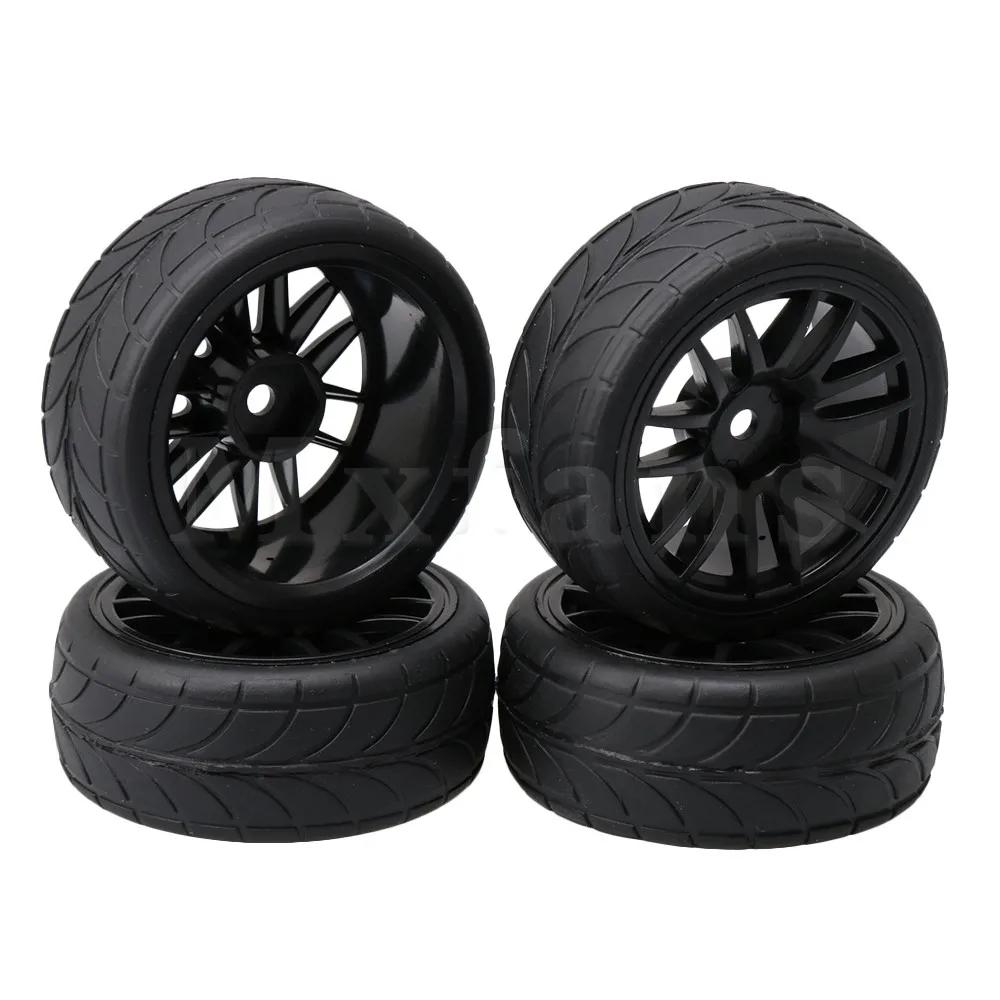 Mxfans 14 Spokes Wheel Rims & Small Arrow Pattern Rubber Tires for RC 1