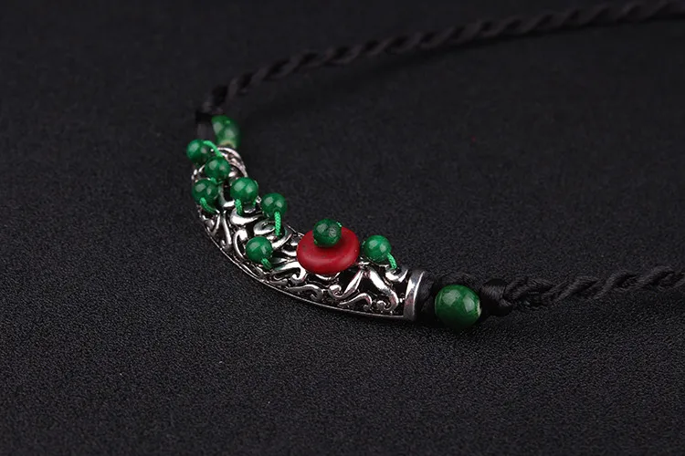Женское этническое ожерелье, винтажное ювелирное изделие, китайский ветер, народное ювелирное ожерелье, тибетское серебро, Таиланд, новое красное ожерелье