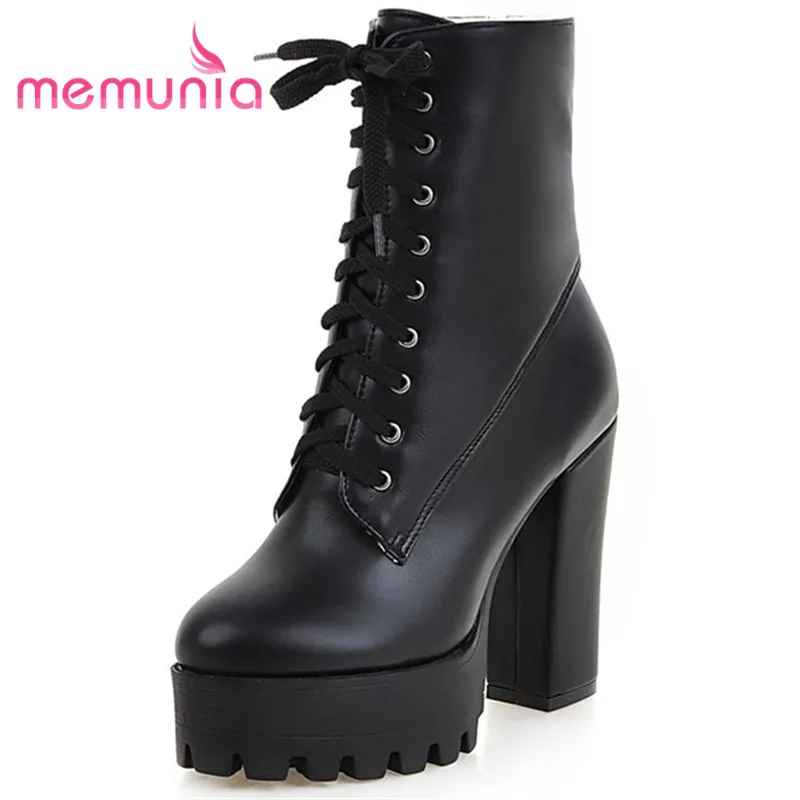 

MEMUNIA new arrive 2018 ankle boots extreme high heels fashion boots elegant cross tied winter boots plus size 34-43