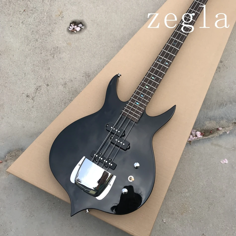 Rare Gene Simmons Bass 4 Strings Black Electric Bass Guitar Mahogany Body Maple Neck Rosewood Fingerboard