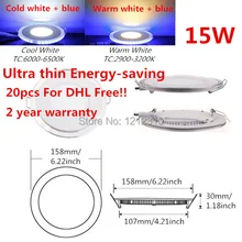 DHL бесплатно ультра тонкая 15 Вт акриловая Светодиодная панель лампа для помещений потолочный светильник AC85-265V утопленная Светодиодная панель вниз свет с приводом