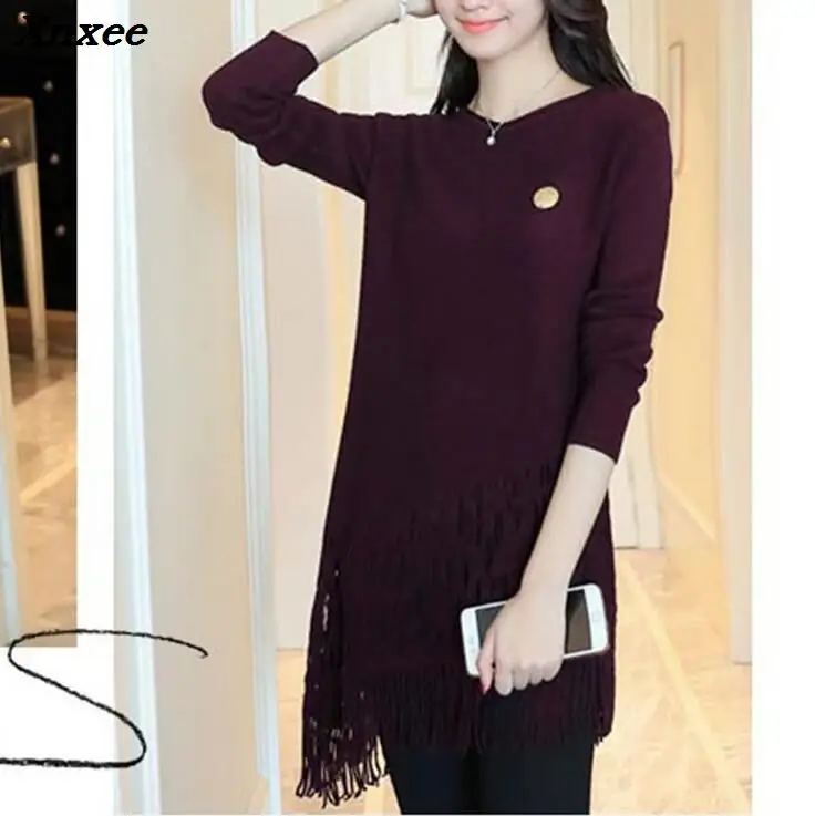 2018 Women Sweaters and pullovers Christmas Sweaters Pull Femme Loose Jumpers Mujer Oversized Sweater Korean Pull femme Xnxee