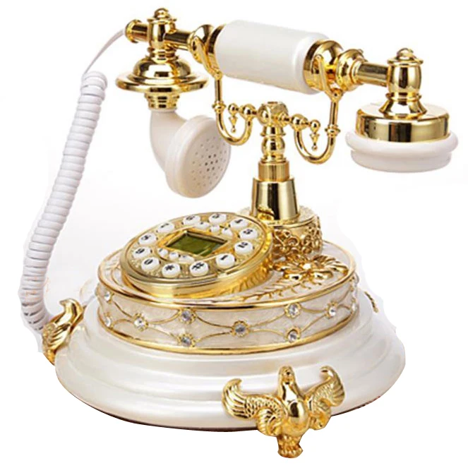  European Antique landine Telephone Classical white vintage phone telefon telefone fixo made of resi