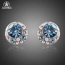 AZORA Blue Eyes цвета розового золота Stellux из австрийского кристалла, круглый серьги-гвоздики TE0072