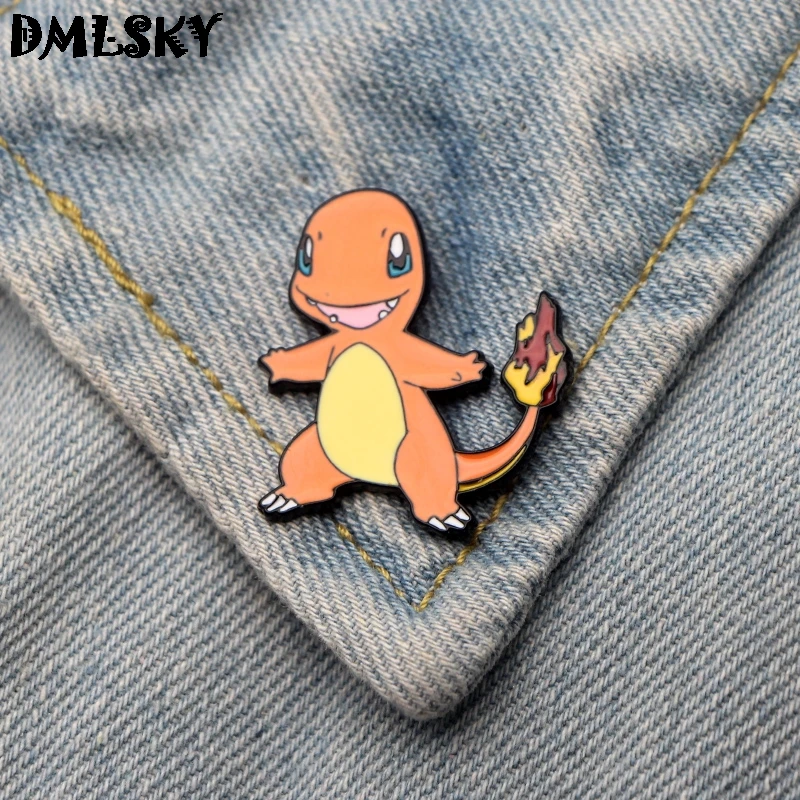 DMLSKY Charmander забавная брошь, металлический значок для женщин и мужчин, эмалированные булавки, броши для одежды, сумок, рубашек, воротников, булавки, подарки M3061