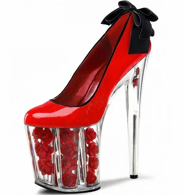 Plardin/Большие размеры 35-46; пикантные лаконичные прозрачные туфли на высоком каблуке 20 см и платформе 10 см; женские туфли-лодочки для ночного клуба и свадебной вечеринки - Цвет: Прозрачный