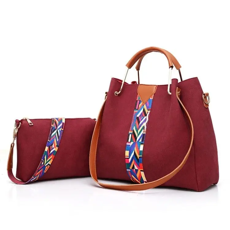 Кожаные женские сумки через плечо, модные ручные сумки, повседневные сумки-тоут, дизайнерские сумки-мессенджеры, высокое качество, Bolsos Mujer - Цвет: Red 2pcs