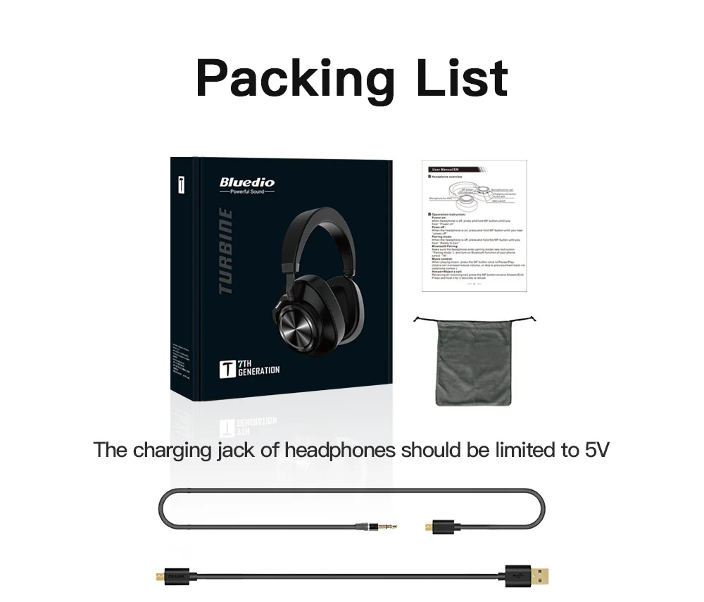  Bluetooth 5.0 Headphone Active Noise Canceling Over Ear Driver Stereo Wireless Headsets with Mic fo