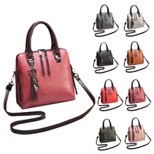 Женская модная простая однотонная кожаная сумка, одноцветная сумка на одно плечо, сумка-мессенджер, dames tassen#35