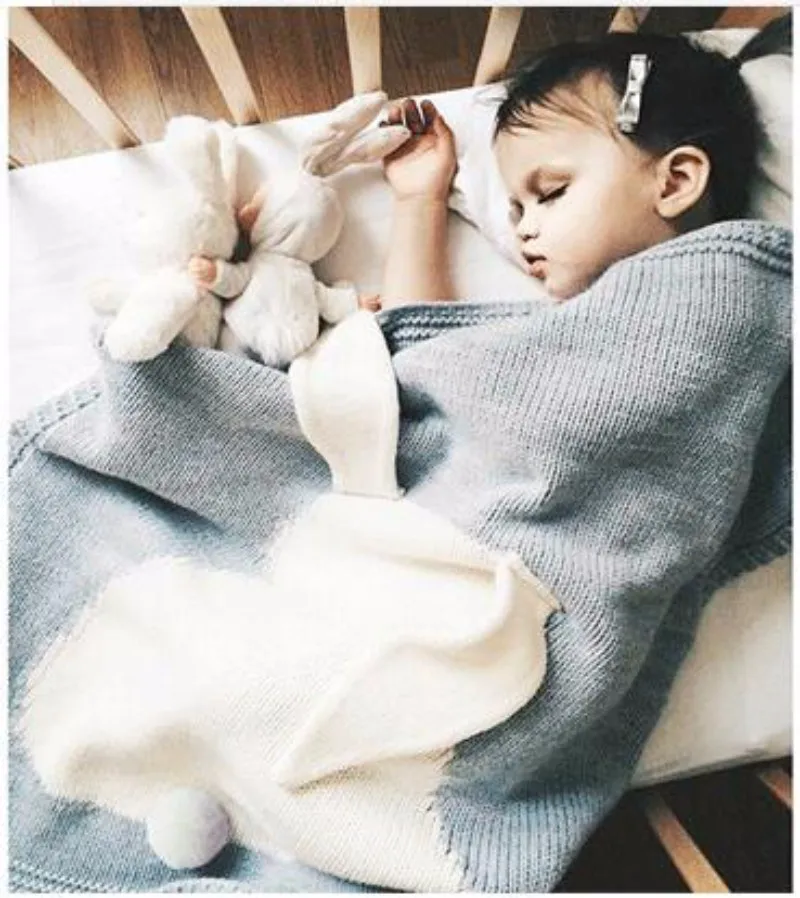 Одеяло для детской коляски с милым Кроликом, чехлы для кроваток, аксессуары для детей, зимнее вязаное шерстяное одеяло s manta, постельные принадлежности для детей, bebek battaniye