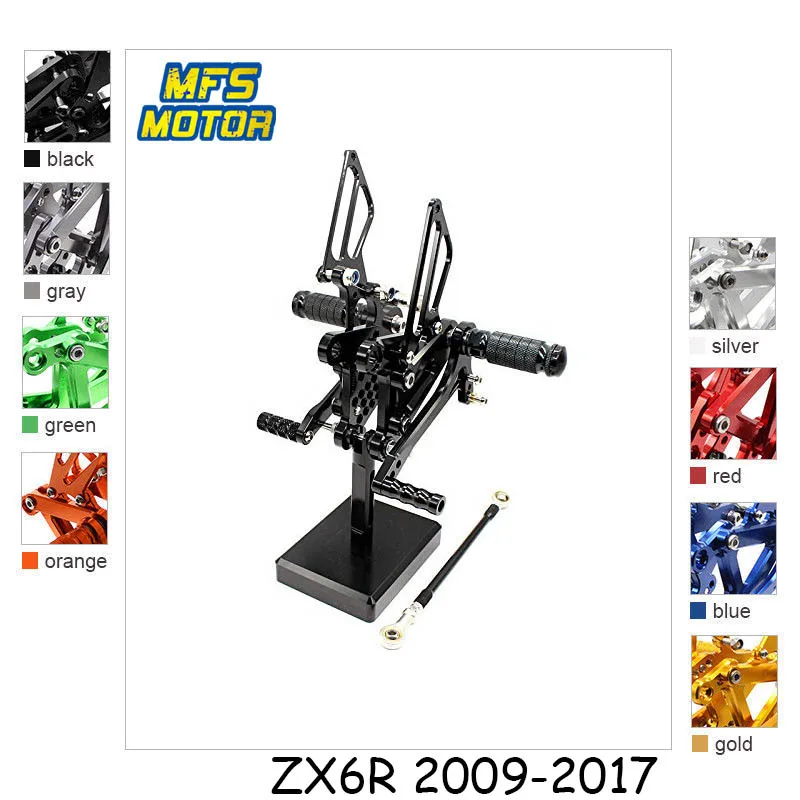 

For Kawasaki Ninja ZX6R 2009-2017 CNC Adjustable Rearset Motorcycle Accessories Foot Rest Foot Pegs ZX636 Footrests