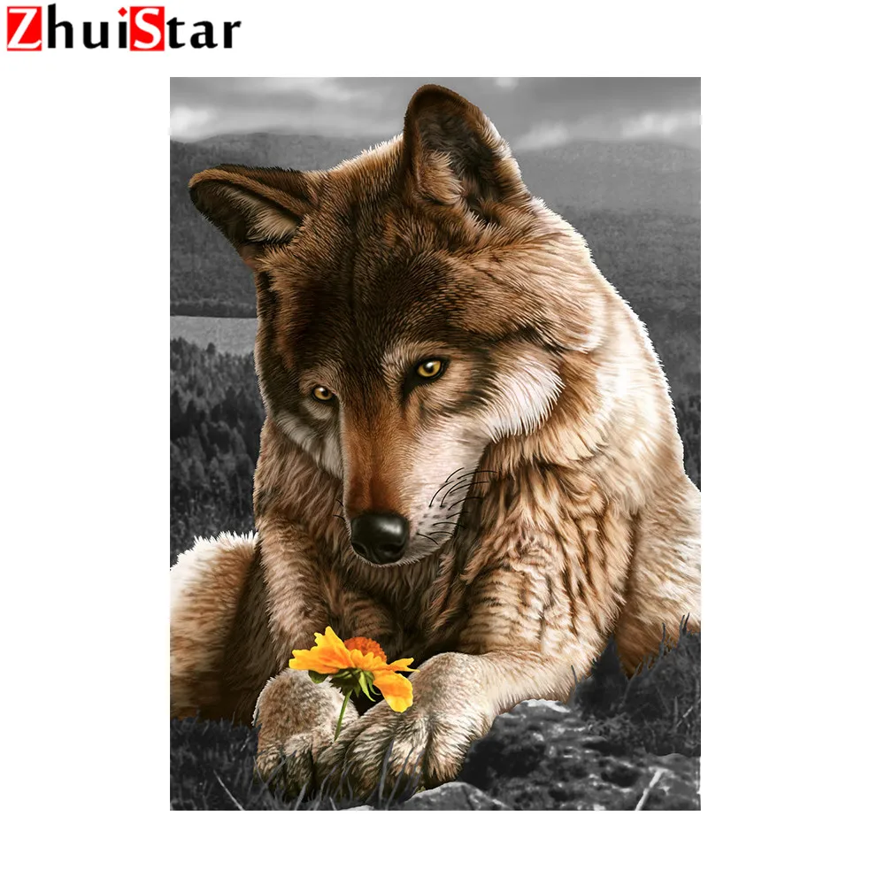 5D Diamond Embroidery Wolf Full Square Rhinestones DIY Animal Mosaic Cross Stitch Home Decorative Hot Sale XY1 | Дом и сад