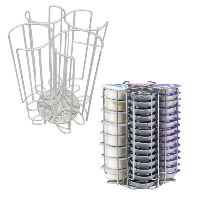 Best Price 1PC Stainless Steel 52 Capacity Coffee Pod Holder Rack Kitchen 360 Degree Rotating Capsule Storage Stand Durable Revolving Tower