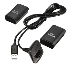 2Pcs 4800mah Batteries+Charging Charger Cable For Xbox 360 Wireless/ Wired Controller Bateria Rechargeable Battery Pack
