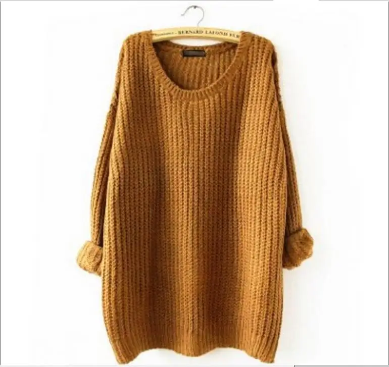 Sweaters 2016 autumn winter new loose round neck long-sleeved sweater hedging sweater coat large version variegated Women