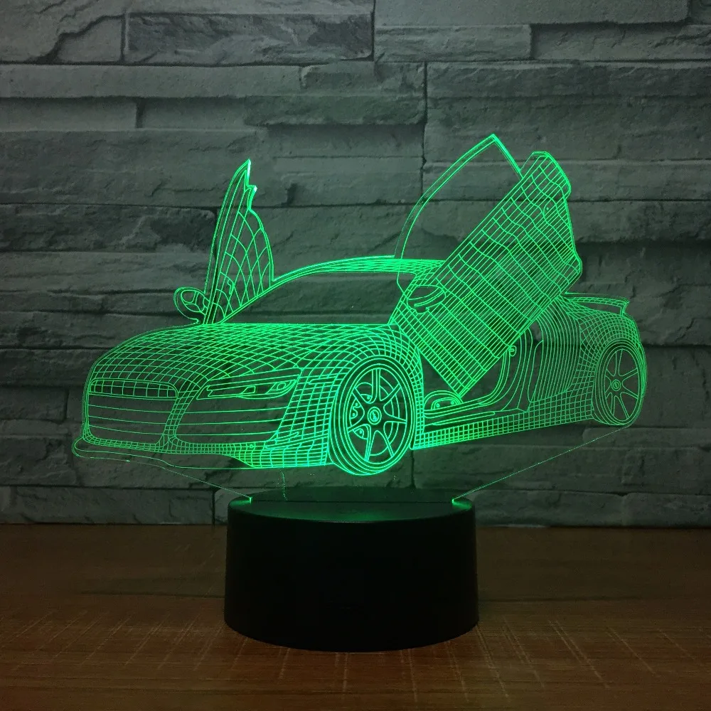 Lumiwell автомобильный 3D светильник Светодиодный настольный светильник Ночной светильник дистанционное управление 7 цветов Изменение AA батареи RGB украшение ночник для дома
