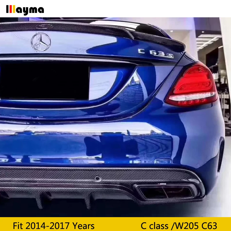 АК Стиль углеродного волокна выхлопные трубы глушитель трубы для Benz C class W205 C63 AMG нержавеющая сталь глушители 1 пара