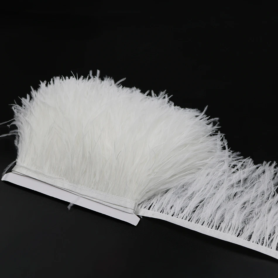 12 bleached white ostrich feather fringe 4