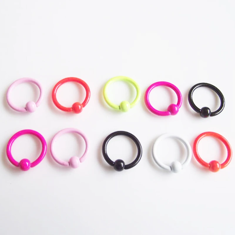 

5Pieces/lot 16G 1.2mm Neon Candy Color Hoop Rings Eyebrow Tragus Earring Nose Ring Closure Nipple Body Piercing Jewelry