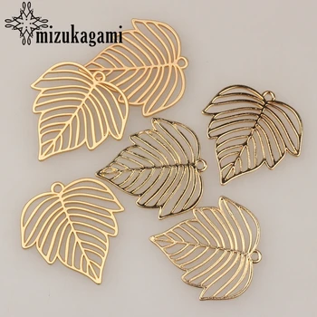 

28mm 10pcs/lot Zinc Alloy Charms Gold Hollow Leaves Shape Charms For DIY Fashion Jewelry Making Finding Accessories