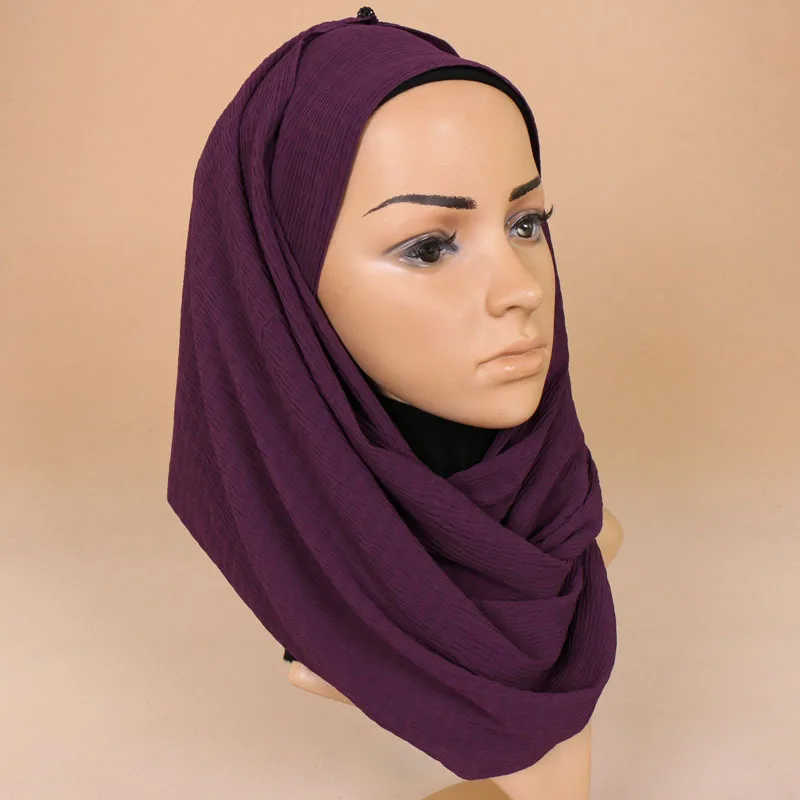 

Plain Solid Ripple Crinkle Bubble Chiffon Instant Shawl Scarf Female Summer Beach Cover-ups Wrap Hijab Women Shawls and Scarves
