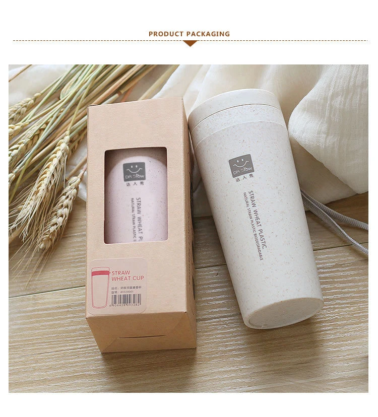 

300ML Water Mug Wheat Straw Portable Double-wall Portable Office Coffee Tea Cups Mug Water Bottle Gifts for Friend