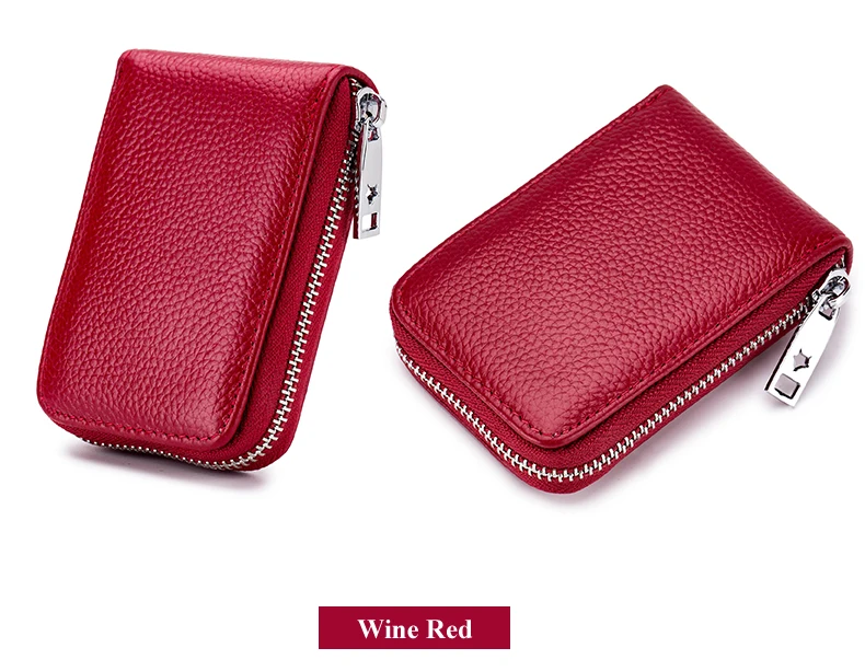 Lomelobo Unisex Lychee Card Holder Genuine Leather Women Men Credit ID Business Card Wallet Fashion Bank Cards bag Coin Purse HCL7139 Details (16)