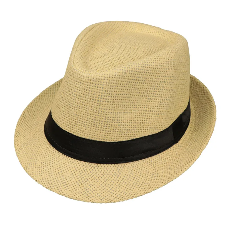 Детская летняя пляжная соломенная шляпа, джаз, Панама, шляпа Федора, Гангстерская Кепка, уличные дышащие шляпы для девочек и мальчиков, Солнцезащитная шляпа - Цвет: E