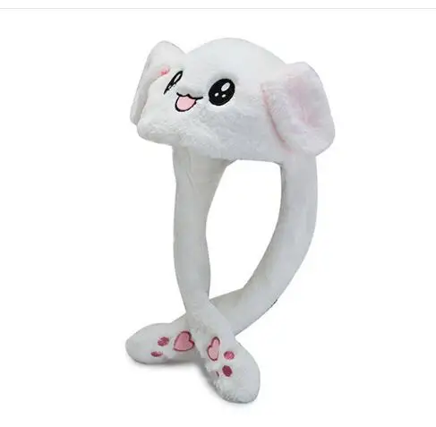 Kids Cute Plush Rabbit Pinching Bunny Ear Hat Can Move Airbag Cap Toy Gift for Kids Girls Girlfriend Women Accessories