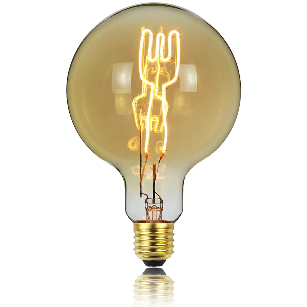 TIANFAN Edison ЛАМПЫ старинная лампочка G125 изогнутая Светодиодная лампа накаливания 4 Вт 220/240 в E27 декоративная лампа накаливания настольная лампа - Испускаемый цвет: Fork