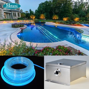 cheap Maykit Ip43 80W Dmx Waterdichte Led Lichtbron Cree Chip Met Kleur Wiel En 30M Glasvezel Voor led Zwembad Rand Licht Decor