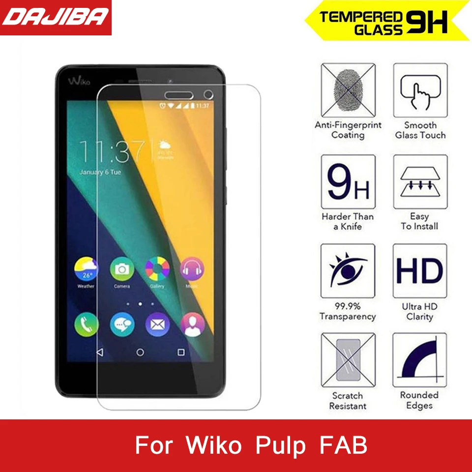 

2.5D 9H Tempered Glass Film For WIKO Pulp Fab Arc Edge Round Border Screen Protector For Wiko Pulp Fab Toughened glass Film