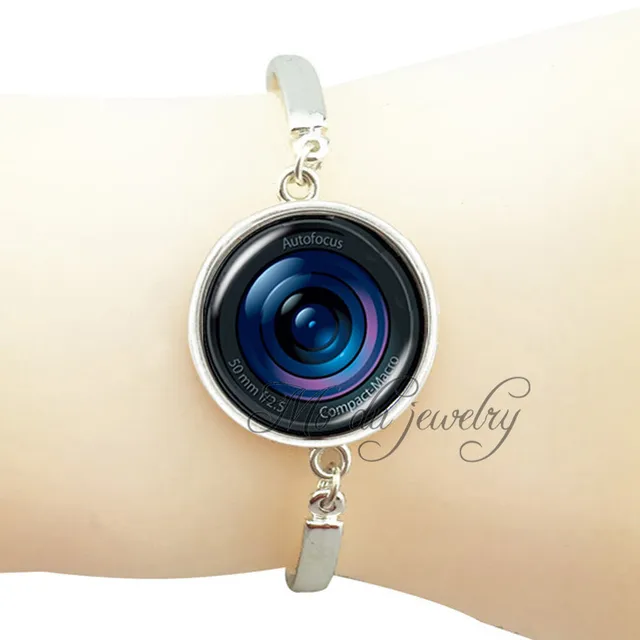 Fashion jewelry camera pendant charms camera lens metal bangle jewelry