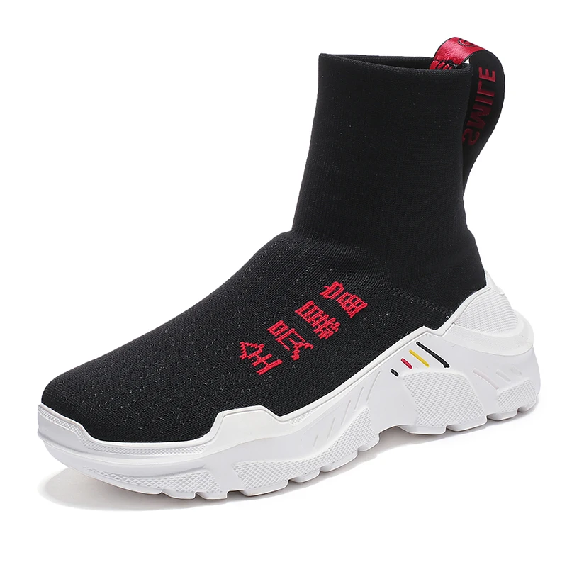 Mens Running Shoes Sneaker High Top Outdoor Sneakers Breathable Sock Shoes Ins