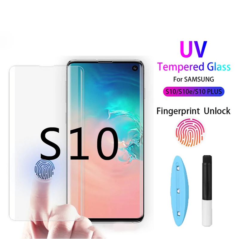 УФ закаленное стекло для Samsung NOTE 10pro 8 9 s7 edge s8 s9 plus nano жидкий полный клей Защита