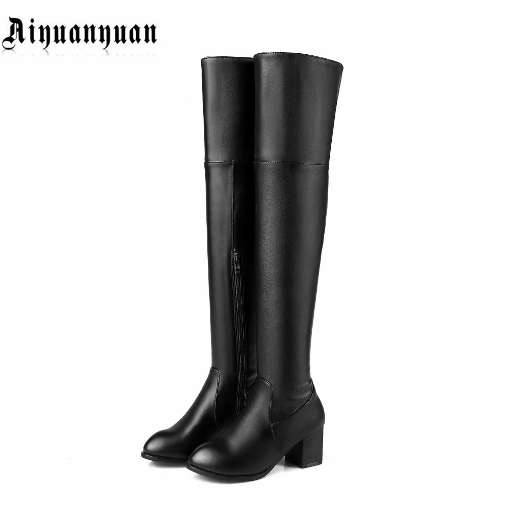 

2017 over-the-knee lady boots warm plush shoes EUR size 39 40 41 42 43 44 45 46 47 48 sexy women PU leather boots free shipping